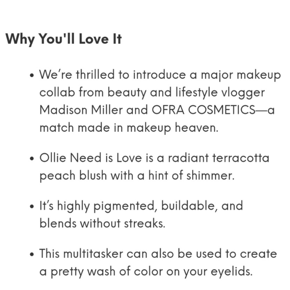 OFRA X MADISON MILLER 
Ollie Need is Love Blush 🔸 - Picture 7 of 16